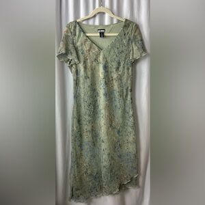 VTG Y2K Believe size 12 chiffon fairy grunge floral bias hem ruffle dress